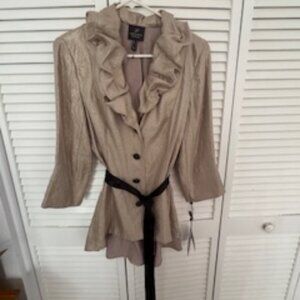 NWT Adrianna Papell Puff Collar Jacket, champagne, size 10